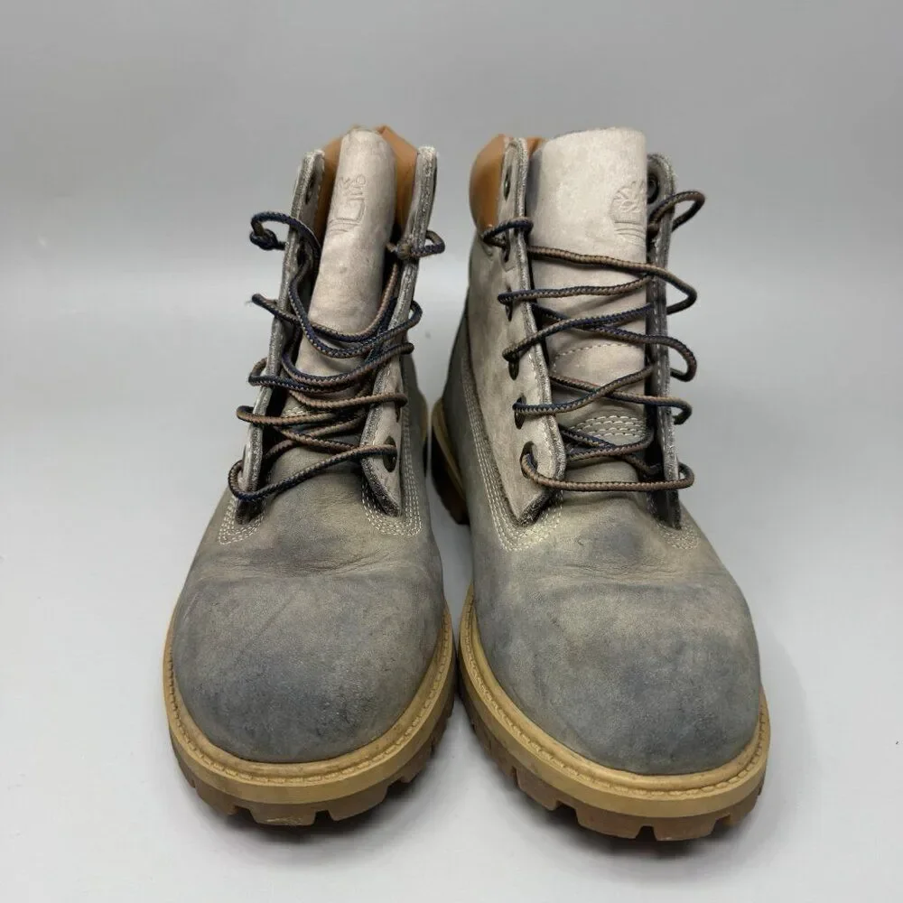 Junior's Timberland 6 Inch Premium Waterproof Gray Boot Size 4